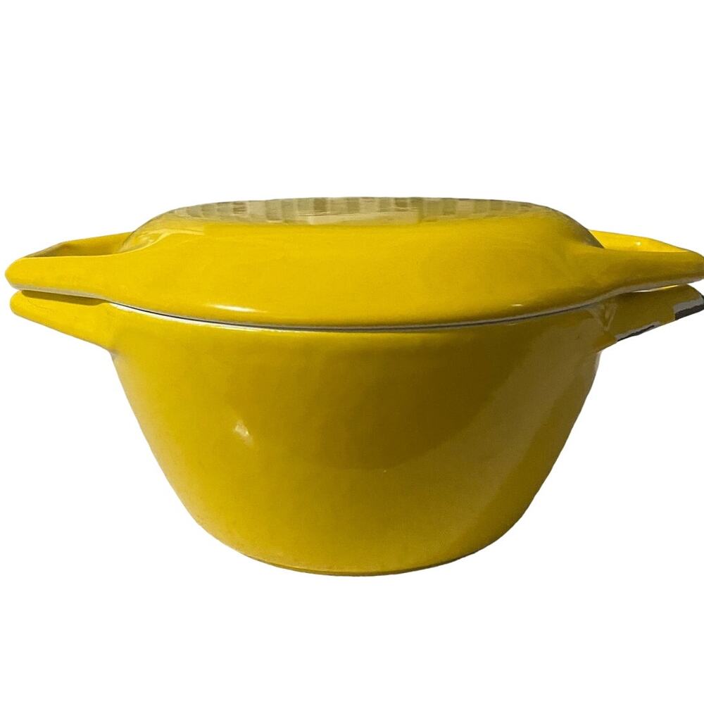 Vintage Copco Denmark D1 Yellow Enamel Cast Iron Small Dutch oven lid 1960's